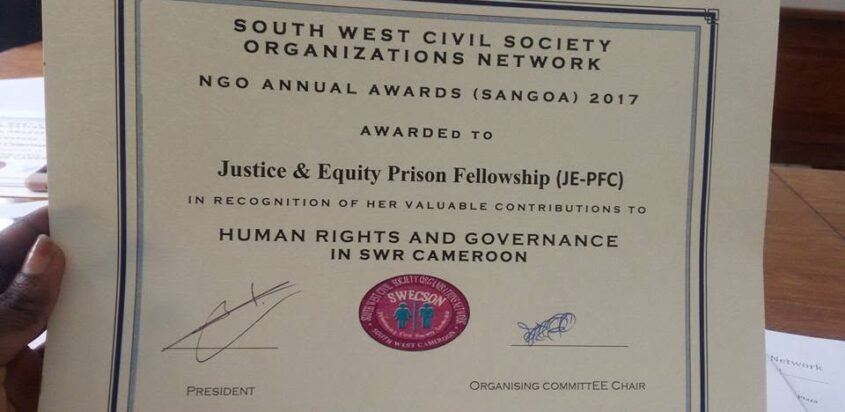 Award for best in Human Rights and Governance in the South West Regions of Cameroon